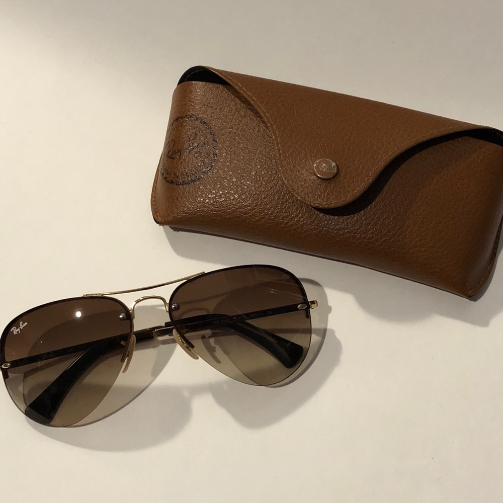 Authentic Ray-Ban Aviator Sunglasses - Gold Brown